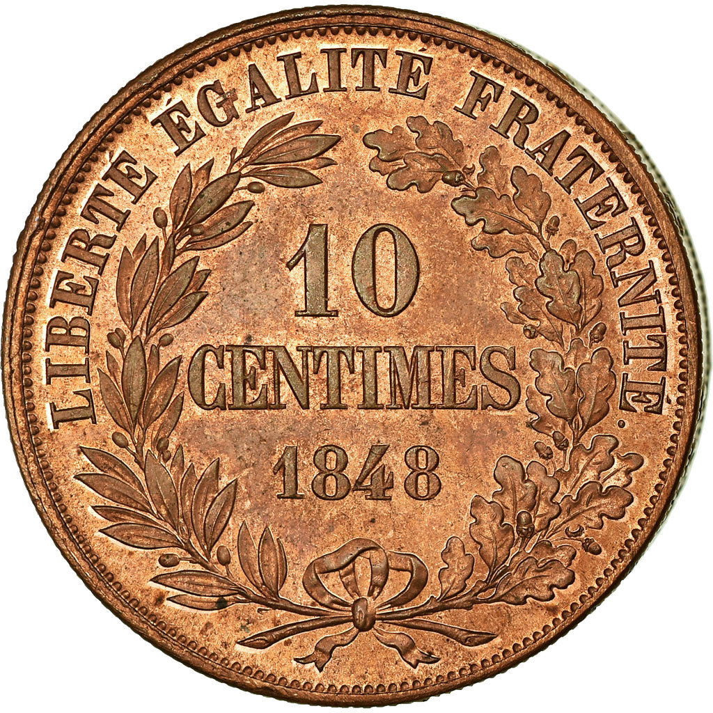 Coin, France, 10 Centimes, 1848, MS(60-62), Copper, Gadoury:228P