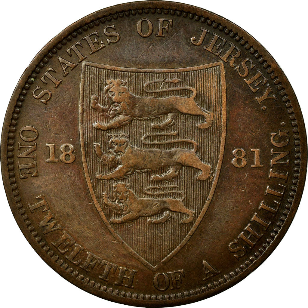 Coin, Jersey, Victoria, 1/12 Shilling, 1881, EF(40-45), Bronze, KM:8