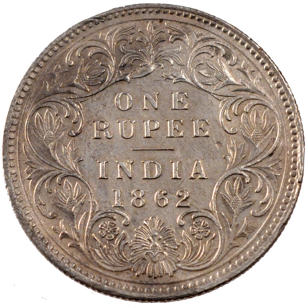 INDIA-BRITISH, Rupee, 1862, KM #473.1, MS(60-62), Silver, 30.78, 11.64