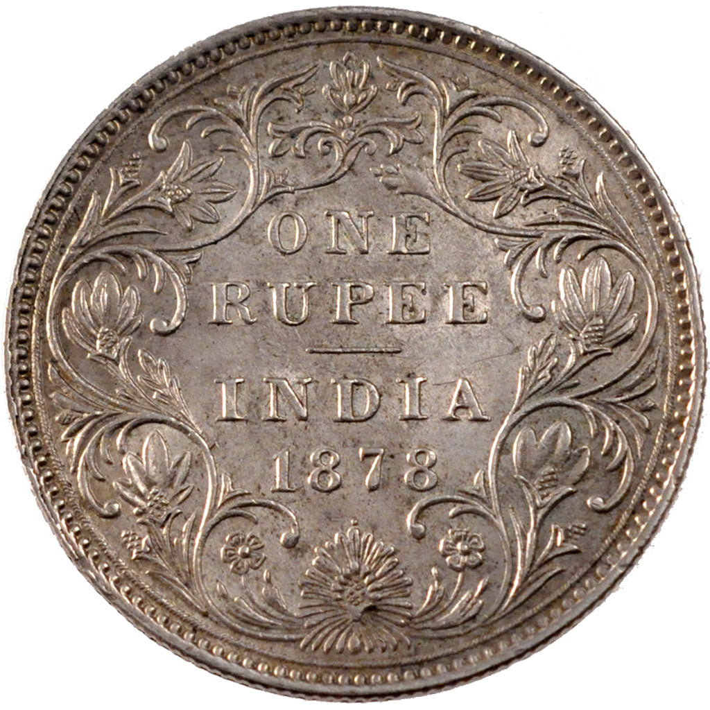 INDIA-BRITISH, Rupee, 1878, KM #492, AU(55-58), Silver, 30.79, 11.61