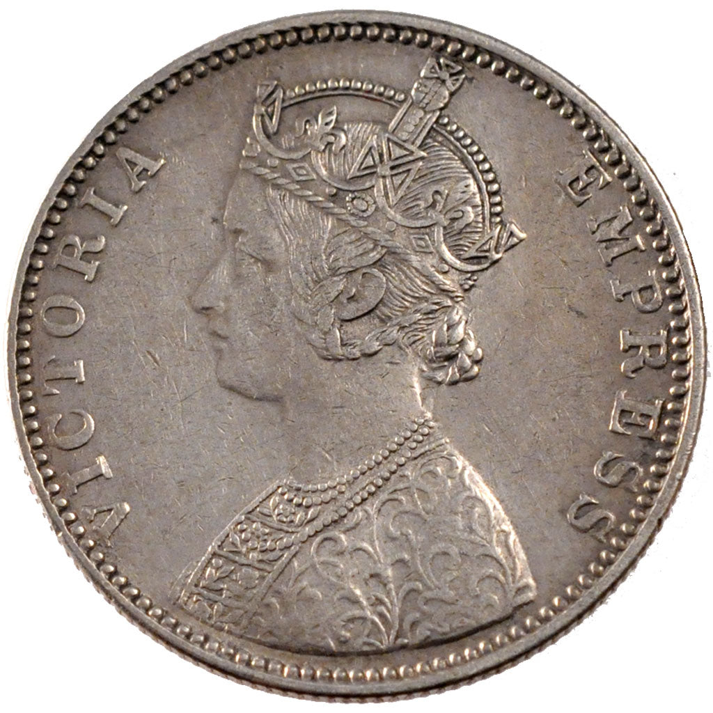 INDIA-BRITISH, Rupee, 1890, KM #492, AU(50-53), Silver, 30.79, 11.60