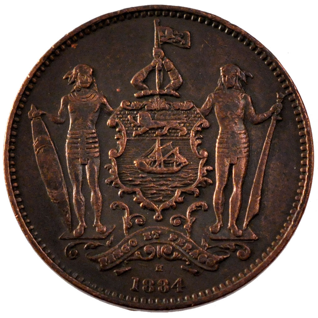 BRITISH NORTH BORNEO, Cent, 1884, Heaton, KM #2, EF(40-45), Bronze, 29.6, 9.18
