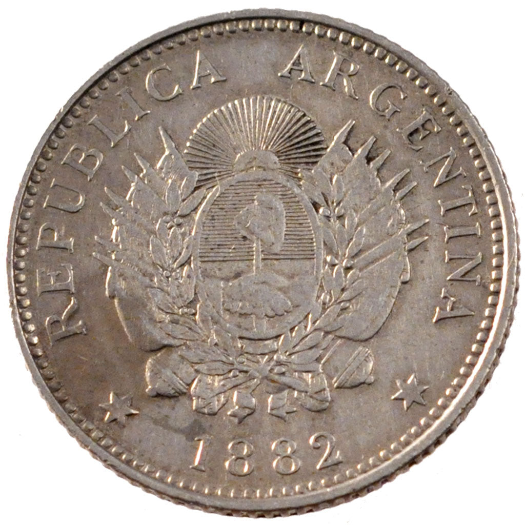 ARGENTINA, 20 Centavos, 1882, KM #27, EF(40-45), Silver, 5.00