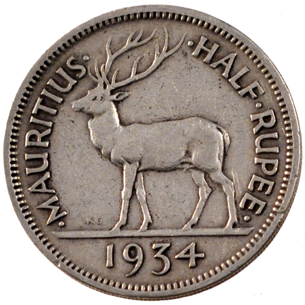 Mauritius, George V, 1/2 Rupee, 1934, BB, Argento, KM:16