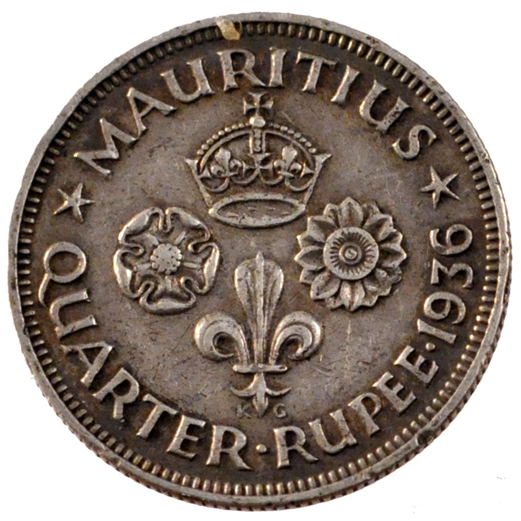 Mauritius, George V, 1/4 Rupee, 1936, BB, Argento, KM:15