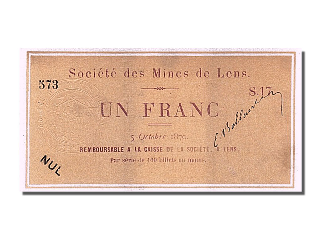 Banknote, 1 Franc, 1870, France, UNC(63)