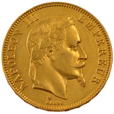 FRANCE, Napoléon III, 100 Francs, 1867, Strasbourg, KM #802.2, AU(50-53), Gold, 