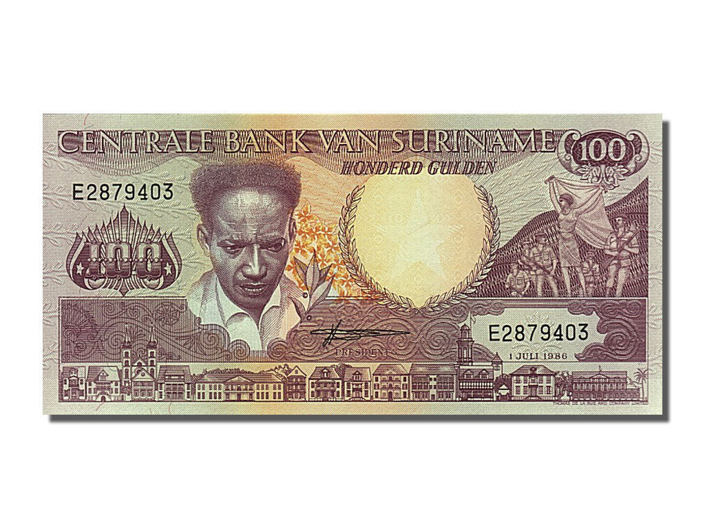 Banknote, Suriname, 100 Gulden, 1986, 1986-07-01, UNC(65-70)
