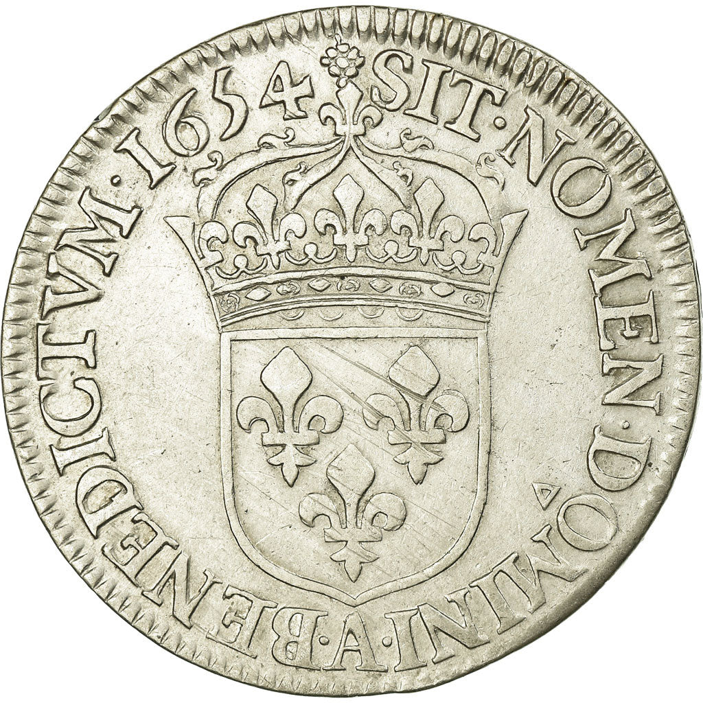Münze, Frankreich, Louis XIV, 1/2 Écu à la mèche longue, 1/2 Ecu, 1654