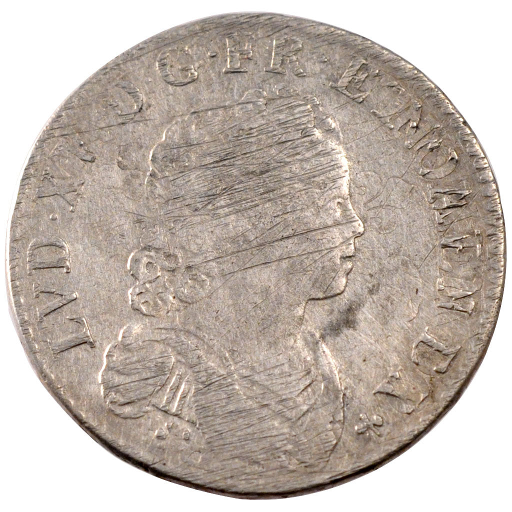 FRANCE, 1/2 Écu Vertugadin, 1/2 ECU, 44 Sols, 1716, Paris, KM #420.1, F(12-15), 