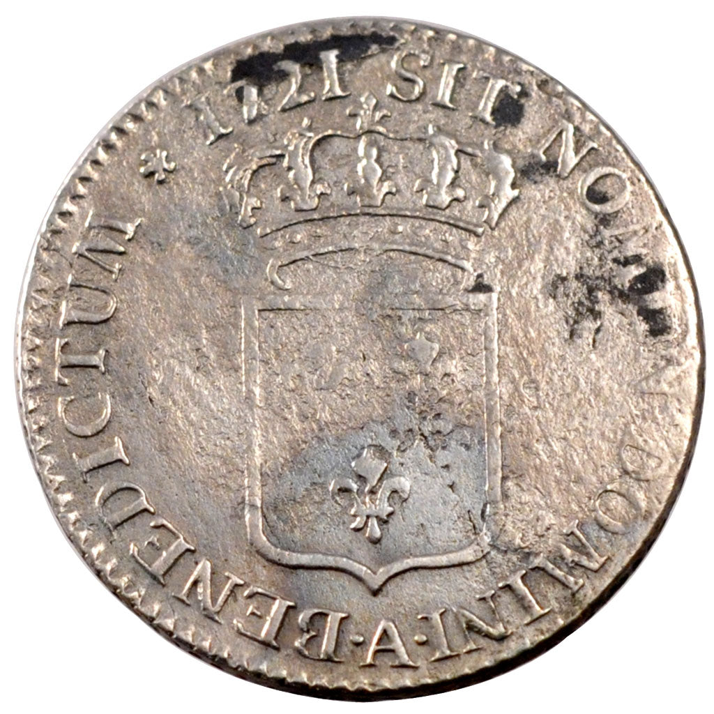 FRANCE, 1/3 Écu de France, 1/3 ECU, 1721, Paris, KM #457.1, VF(20-25), Silver, .