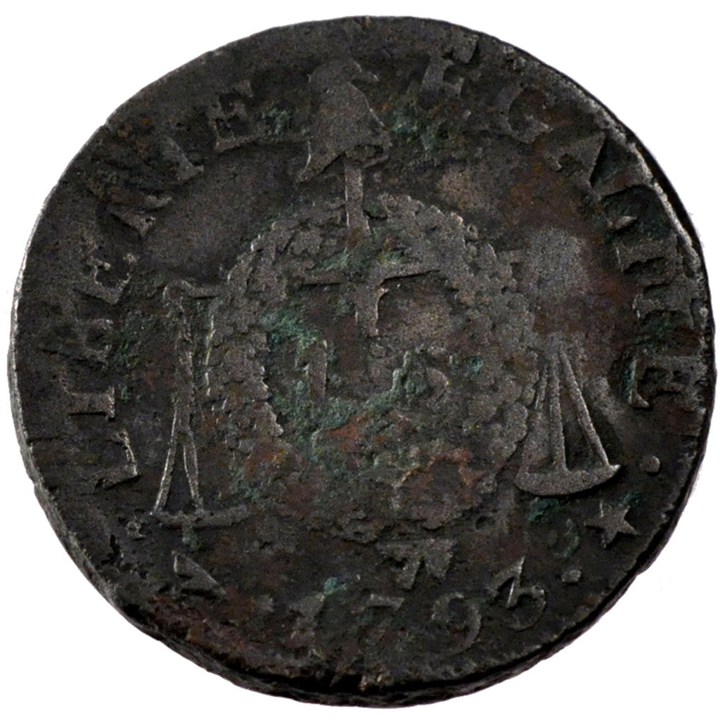 FRANCE, Sol aux balances françoise, Sol, 1793, Lille, KM #619.12, F(12-15), B...