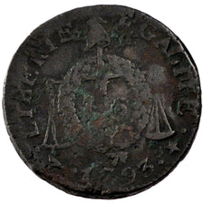 FRANCE, Sol aux balances françoise, Sol, 1793, Lille, KM #619.12, F(12-15), B...