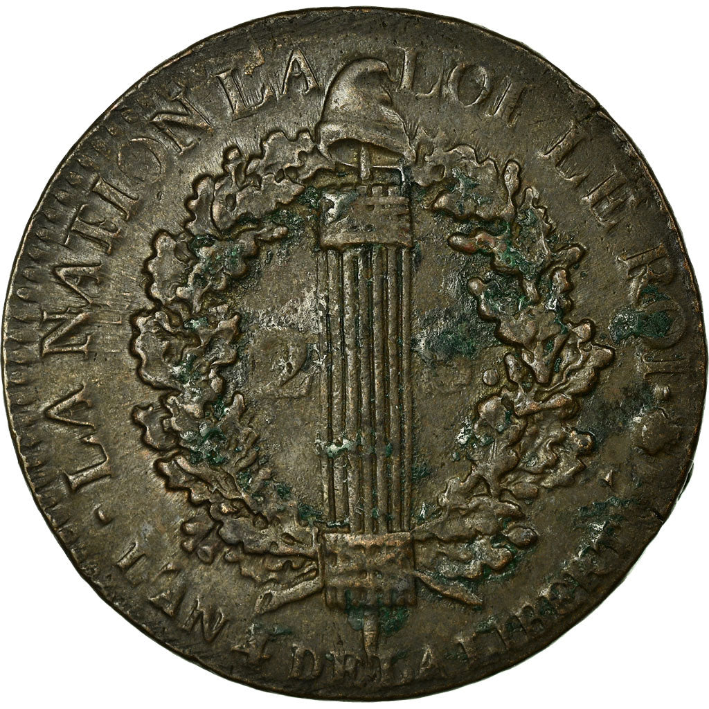 Münze, Frankreich, 2 sols françois, 2 Sols, 1792, Rouen, SS+, Bronze