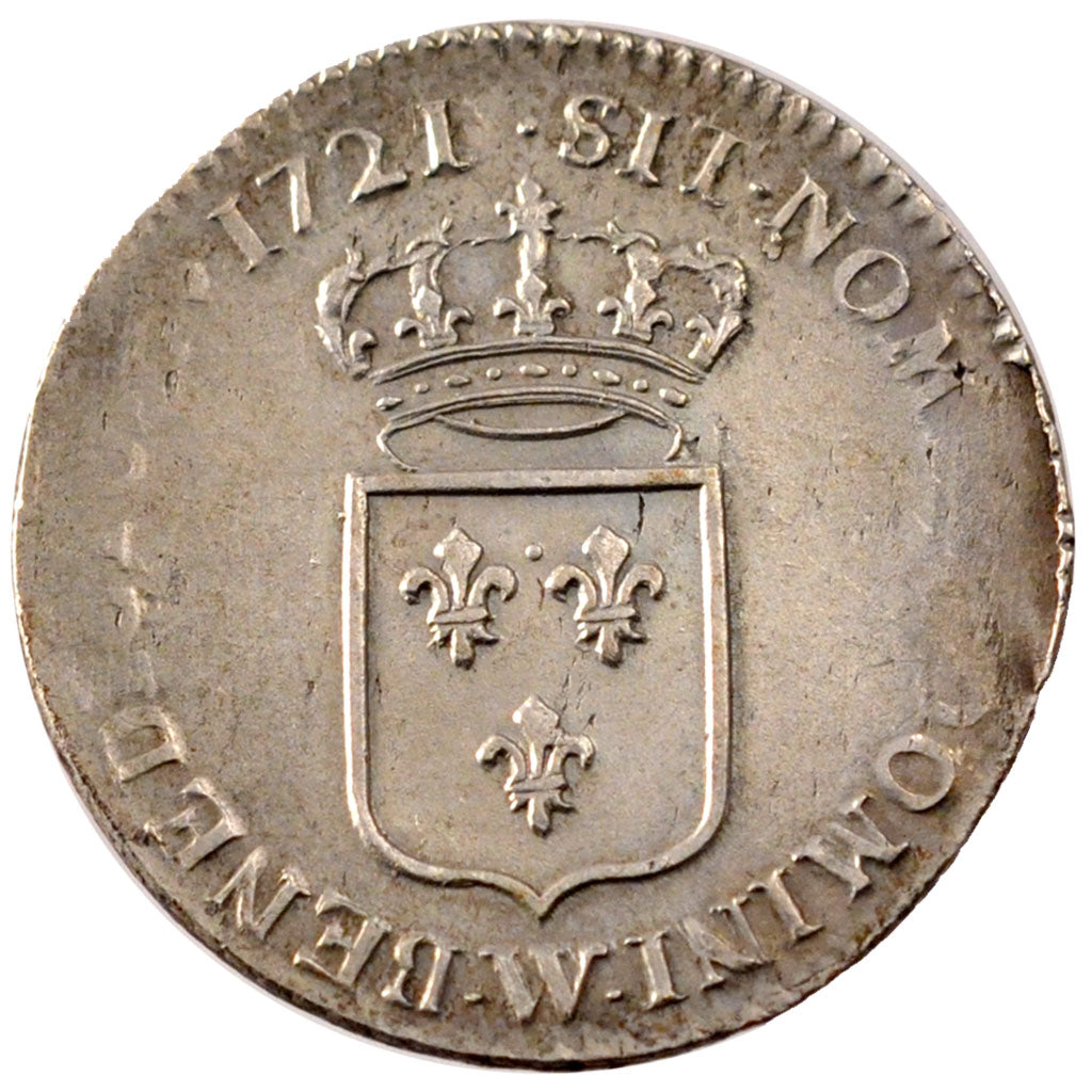 FRANCE, 1/3 Écu de France, 1/3 ECU, 1721, Lille, KM #457.22, VF(20-25), Silver,