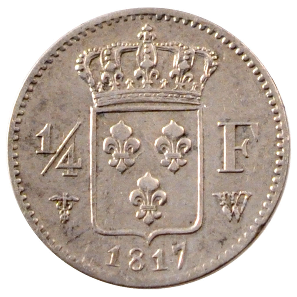 FRANCE, Louis XVIII, 1/4 Franc, 1817, Lille, KM #714.11, EF(40-45), Silver,...