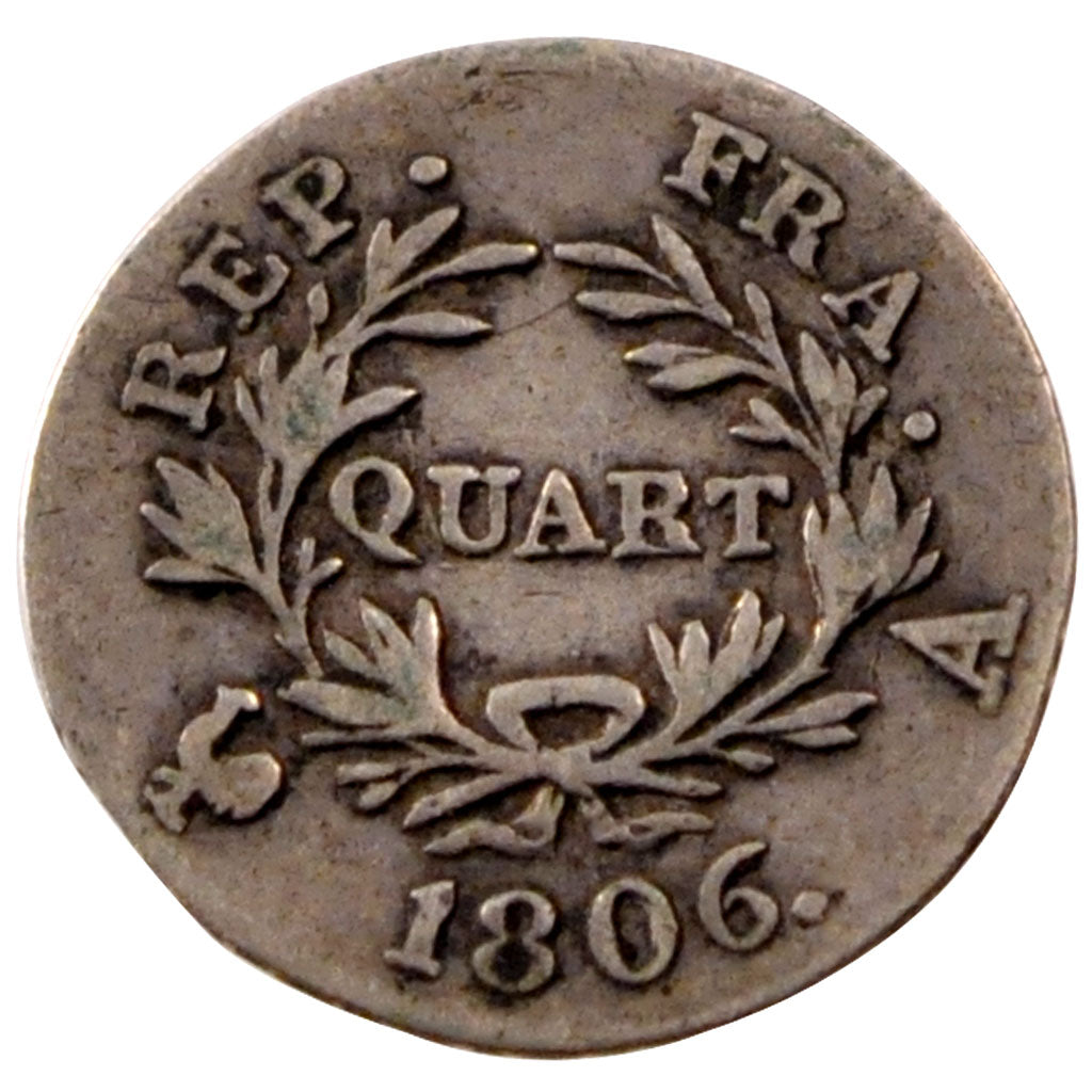 FRANCE, Napoléon I, 1/4 Franc, 1806, Paris, KM #670.1, VF(20-25), Silver, Gadour