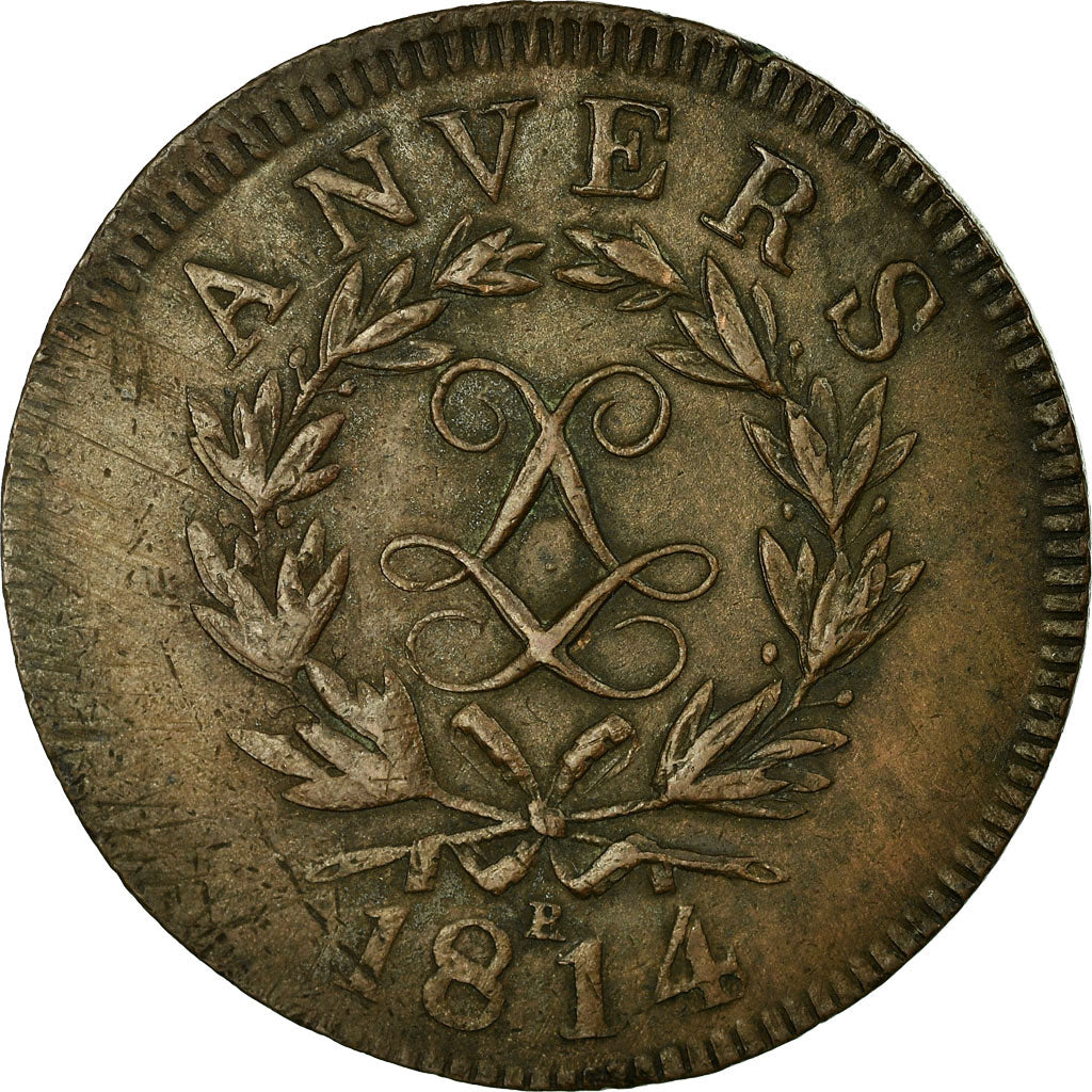 Coin, FRENCH STATES, ANTWERP, 10 Centimes, 1814, Anvers, EF(40-45), Bronze