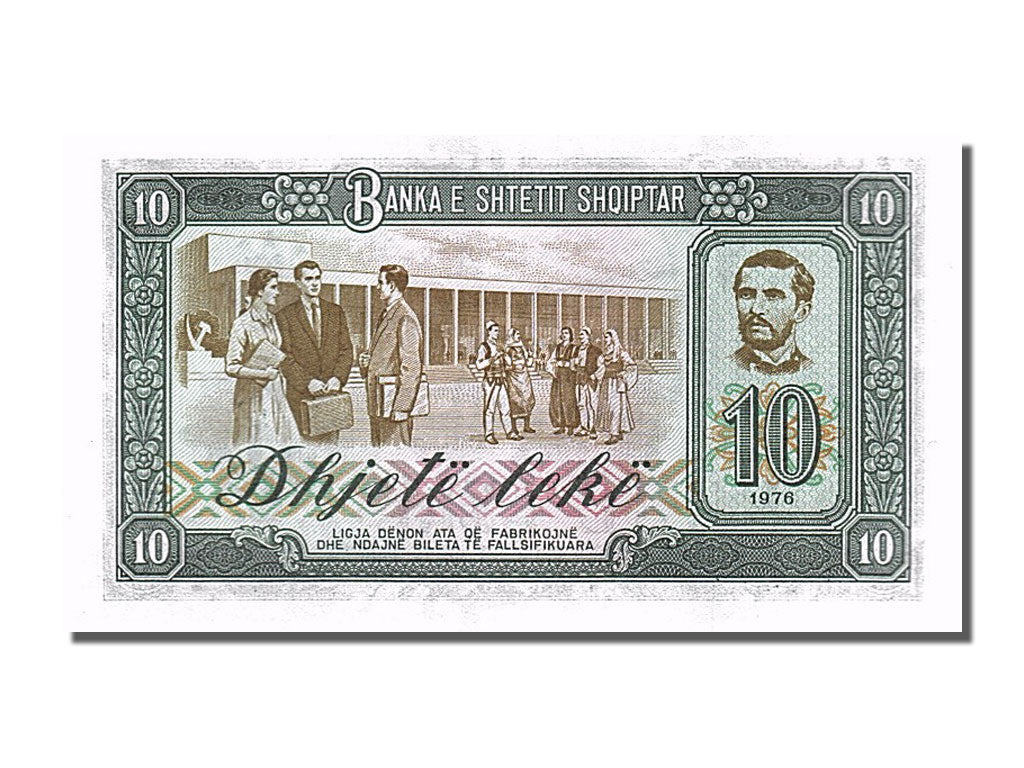 Geldschein, Albania, 10 Lekë, 1976, UNZ