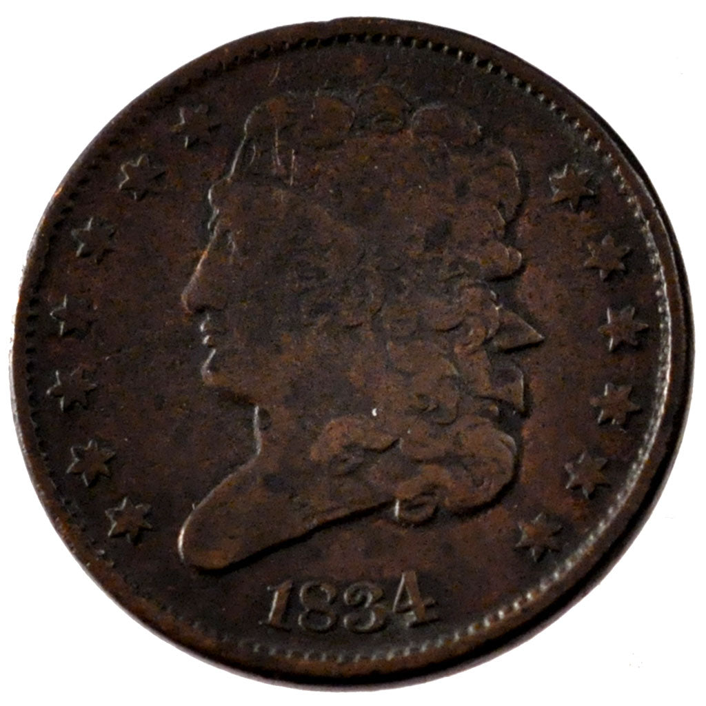 UNITED STATES, Classic Head Half Cent, Half Cent, 1834, U.S. Mint, KM #41,...