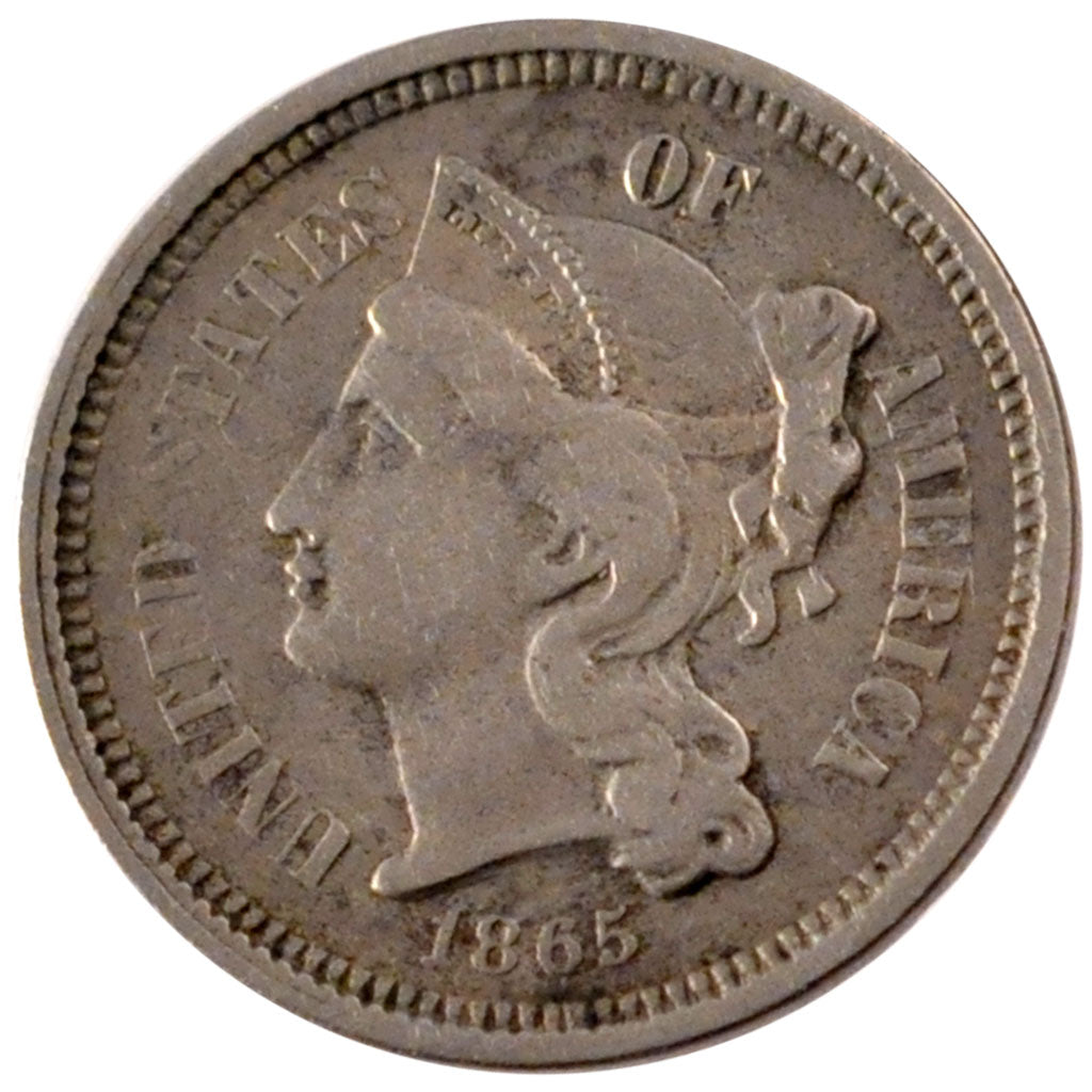 UNITED STATES, Nickel 3 Cents, 1865, U.S. Mint, KM #95, EF(40-45),...