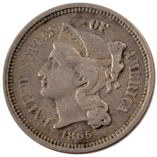UNITED STATES, Nickel 3 Cents, 1865, U.S. Mint, KM #95, EF(40-45),...