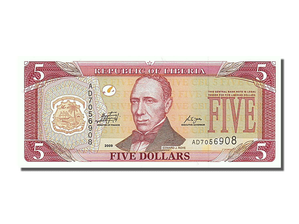 Banconote, Liberia, 5 Dollars, 2009, FDS