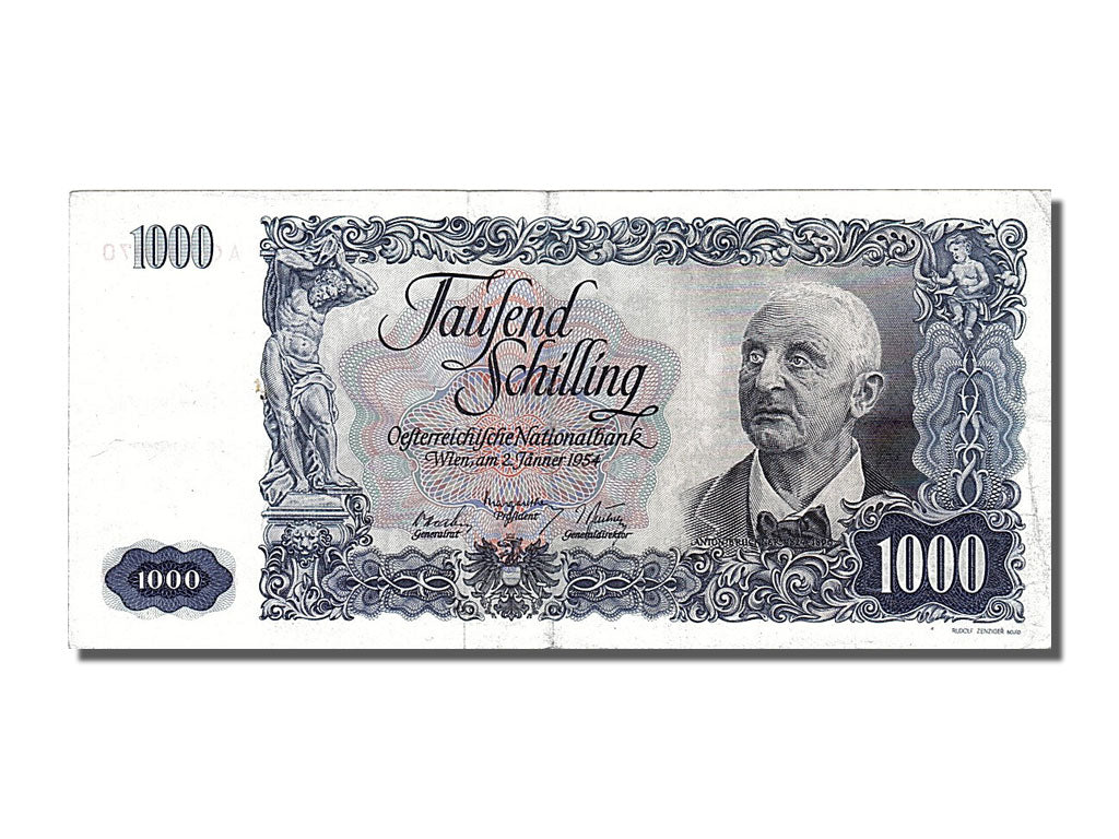 Austria, 1000 Schilling, 1954, KM #135a, 1954-01-02, AU(55-58), AG763970