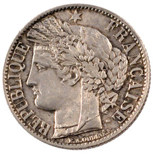 FRANCE, 1 Franc, 1871, Paris, AU(55-58), Silver, Gadoury #465, 4.95