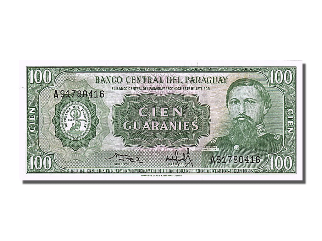 Banknote, Paraguay, 100 Guaranies, 1952, UNC(65-70)