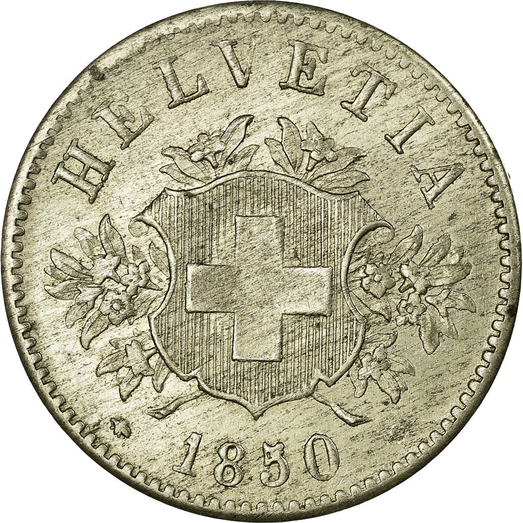 Coin, Switzerland, 20 Rappen, 1850, Strasbourg, MS(60-62), Billon, KM:7