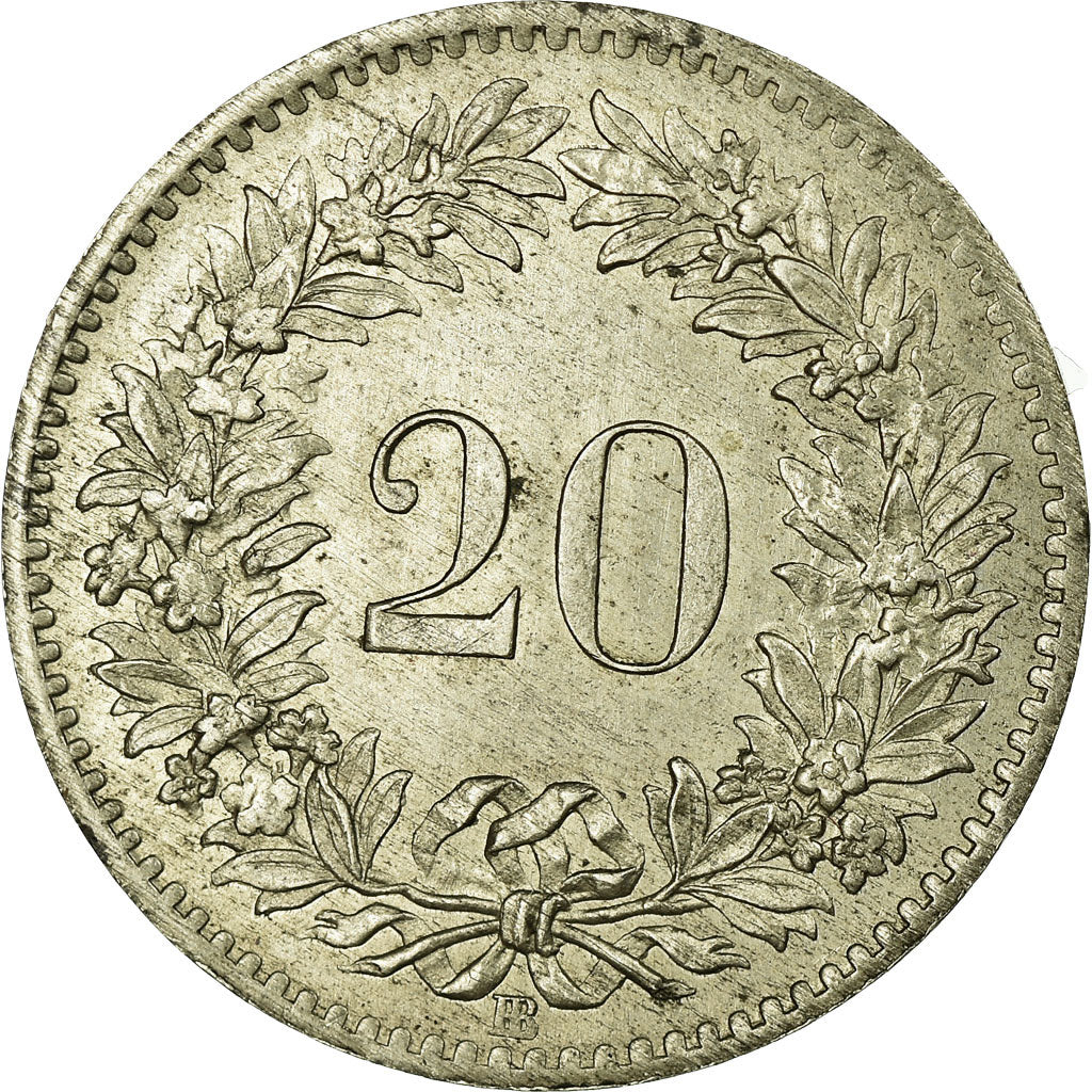 Coin, Switzerland, 20 Rappen, 1850, Strasbourg, MS(60-62), Billon, KM:7