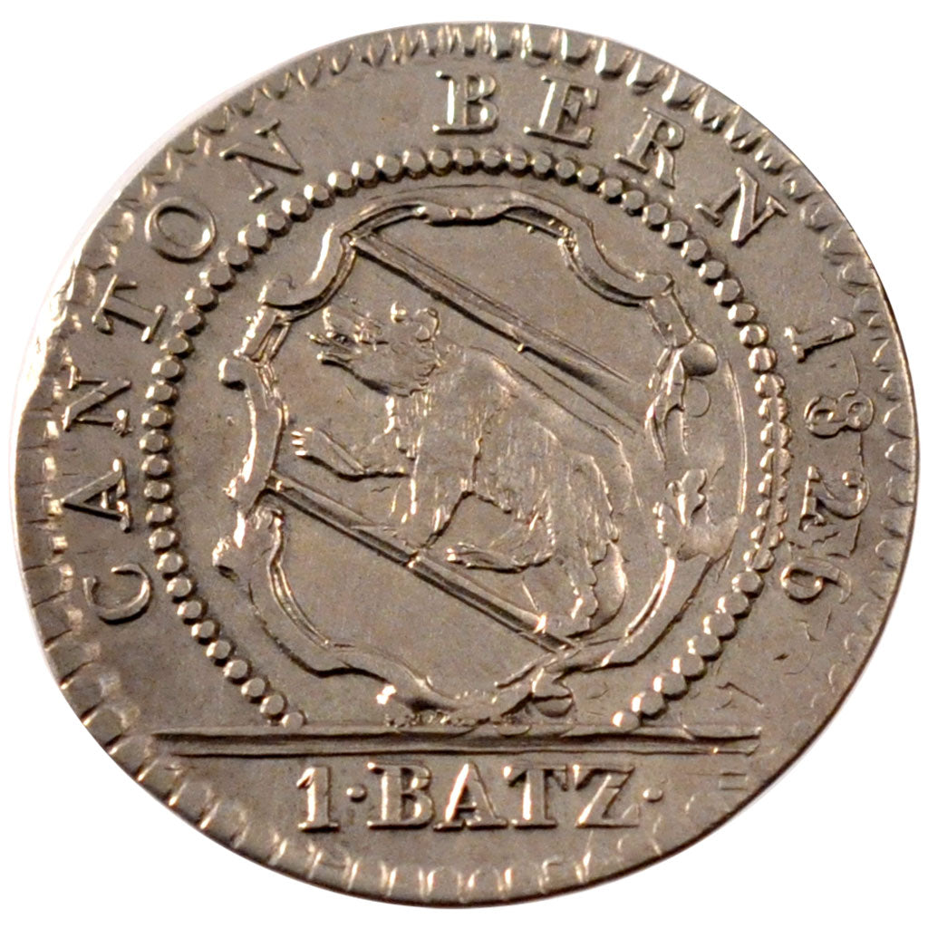 SWISS CANTONS, Batzen, 1826, KM #194.1, AU(55-58), Billon, 2.54