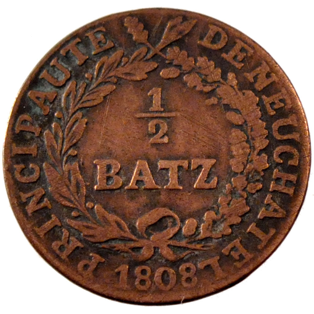 Switzerland, 1/2 Batzen, 1808, KM #68.1, EF(40-45), Billon, 1.75