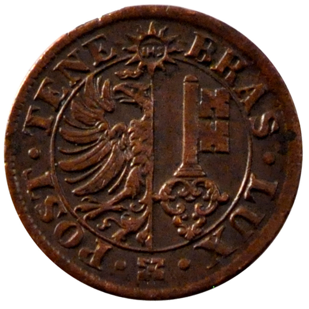 SWISS CANTONS, Centime, 1840, Genève, KM #130, AU(55-58), Copper, 0.99