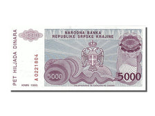 Biljet, Kroatië, 5000 Dinara, 1993, NIEUW