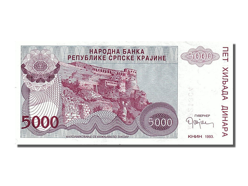 Geldschein, Kroatien, 5000 Dinara, 1993, UNZ