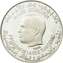 Coin, Tunisia, Dinar, 1969, Franklin Center, PA, MS(60-62), Silver, KM:294