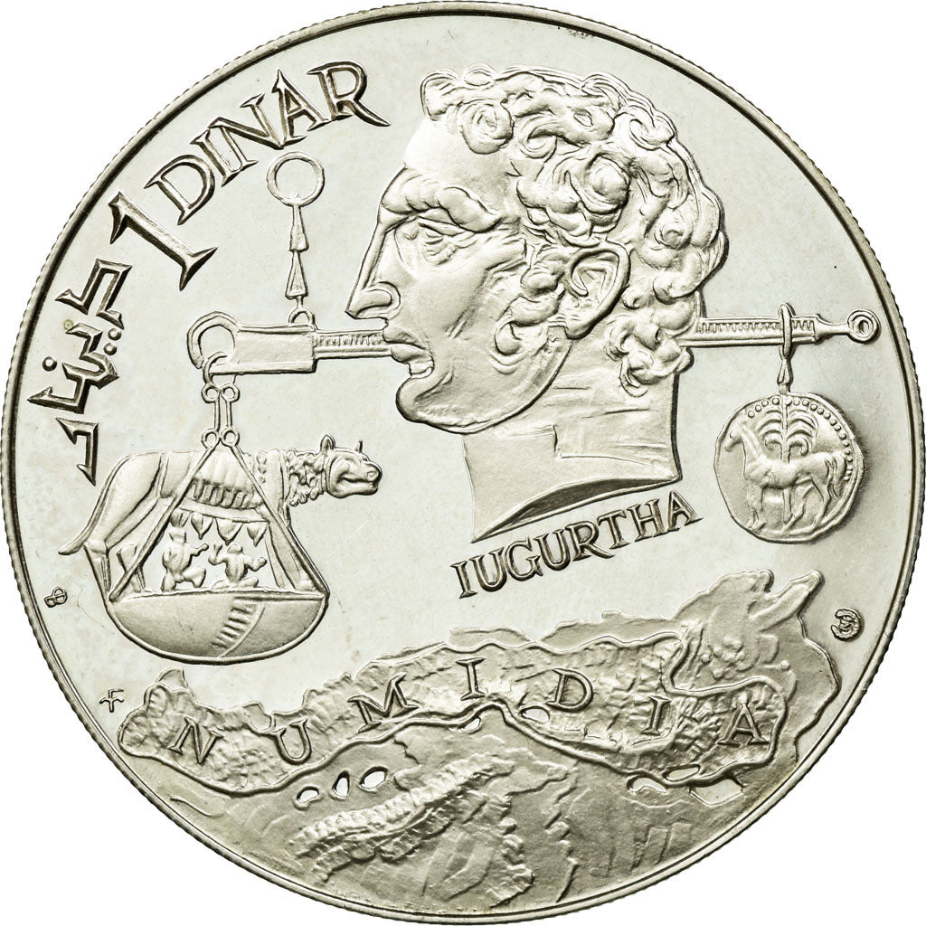 Coin, Tunisia, Dinar, 1969, Franklin Center, PA, MS(60-62), Silver, KM:294