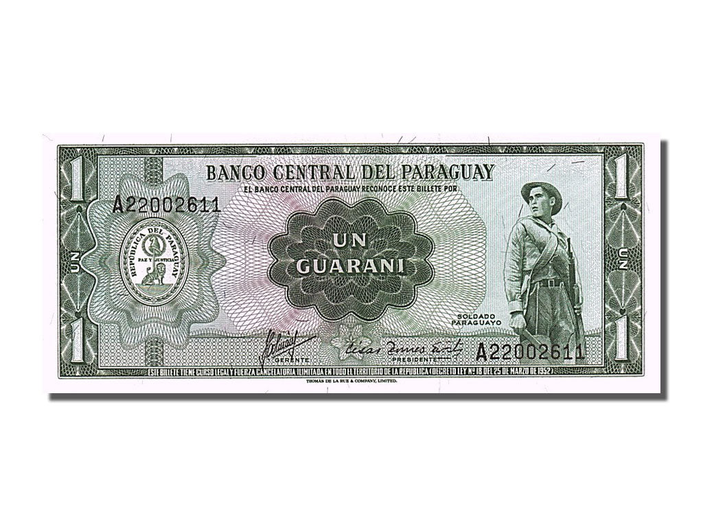 Banknote, Paraguay, 1 Guarani, 1952, 1952-03-25, UNC(65-70)