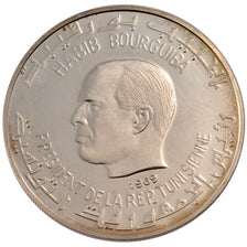 Coin, Tunisia, Dinar, 1969, Franklin Center, PA, MS(60-62), Silver, KM:297