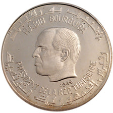 TUNISIA, Dinar, 1969, Franklin Mint, KM #298, MS(60-62), Silver, 40, 21.46