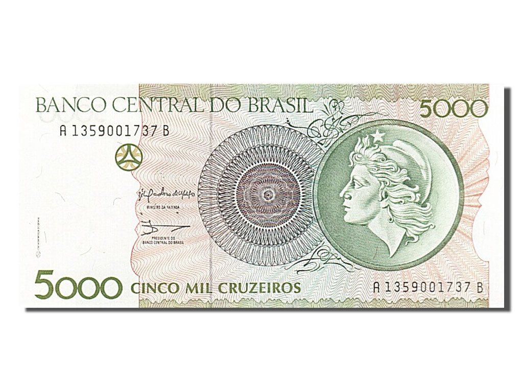 Banknote, Brazil, 5000 Cruzeiros, 1990, UNC(65-70)