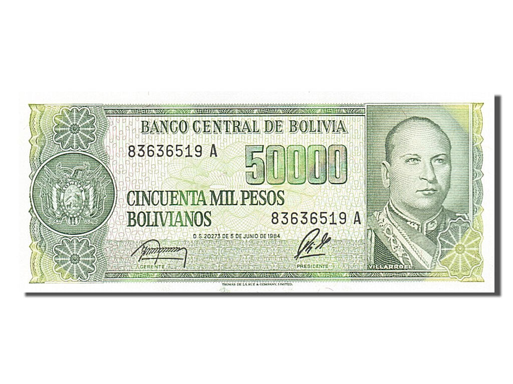 Banknote, Bolivia, 50,000 Pesos Bolivianos, 1984, 1984-06-05, UNC(65-70)