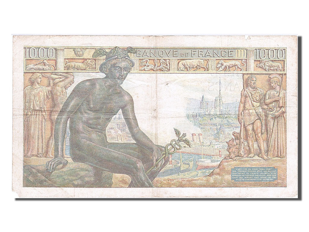 France, 1000 Francs, 1 000 F 1942-1943 ''Déesse Déméter'', 1942, KM #102, 194...