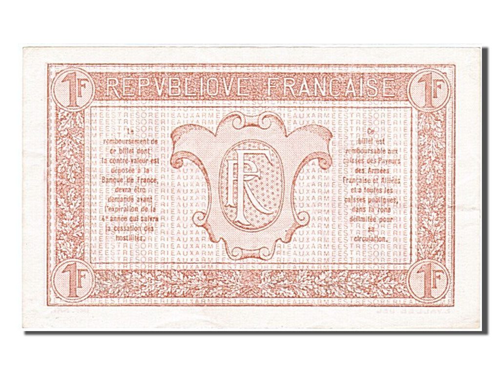 FRANCE, 1 Franc, 1917-1919 Army Treasury, 1919, AU(50-53), M2, Fayette #VF...