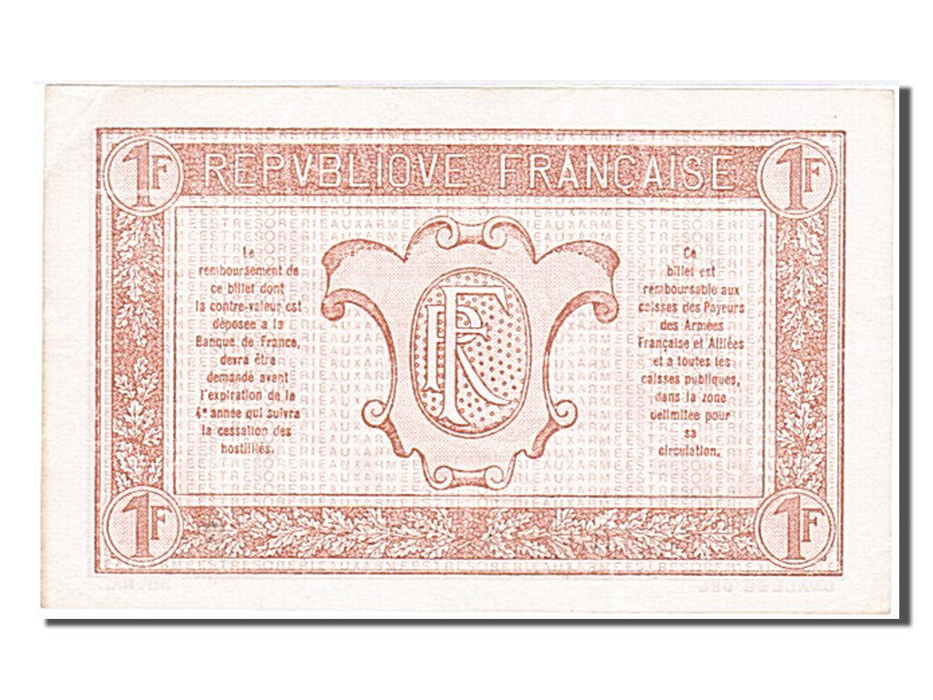 Banknote, France, 1 Franc, 1917-1919 Army Treasury, 1919, AU(55-58), Fayette:VF