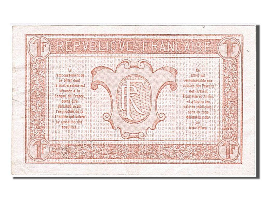 Francia, 1 Franc, 1917-1919 Army Treasury, 1919, BB, Fayette:VF 4.3