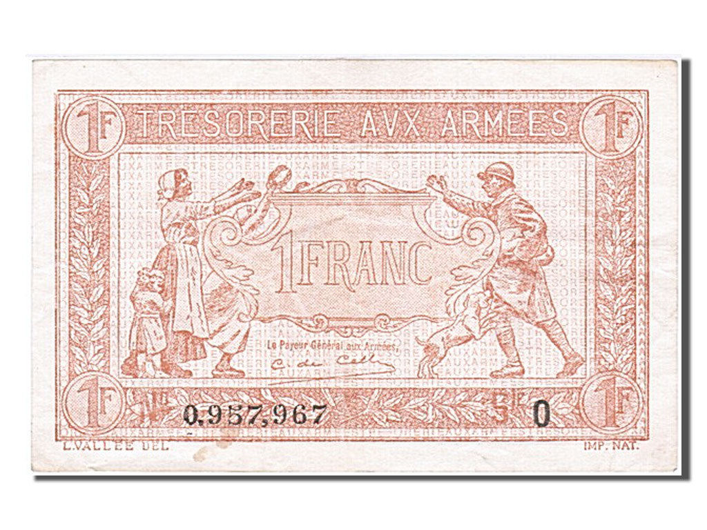 FRANCE, 1 Franc, 1917-1919 Army Treasury, 1919, EF(40-45), O, Fayette #VF 4.2,..
