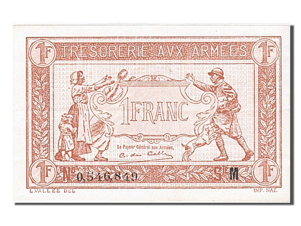 Francia, 1 Franc, 1917-1919 Army Treasury, 1917, KM:M2, BB+, Fayette:VF 3.13